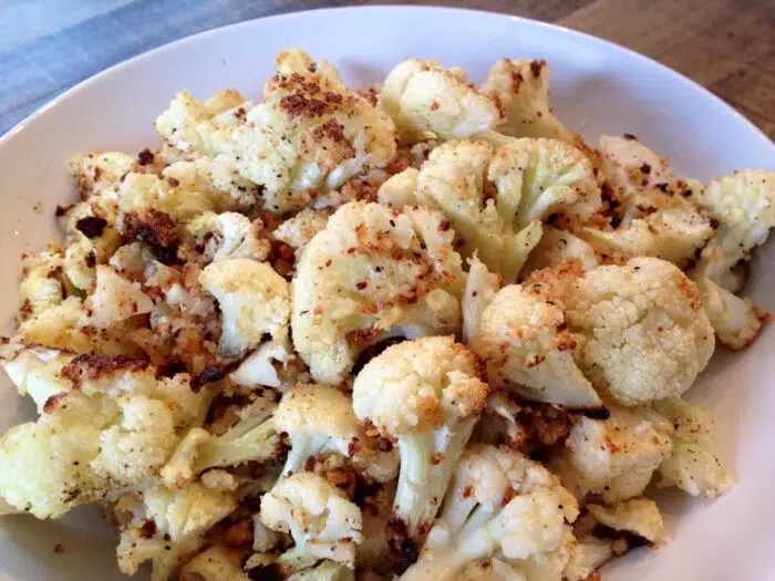 bowl of roasted cauliflower