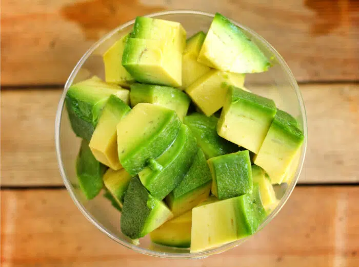 chopped avocado in a bowl