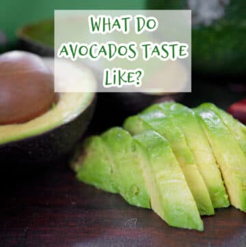 sliced and half avocado with what do avocados taste like text