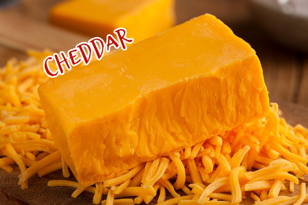 block of cheddar cheese