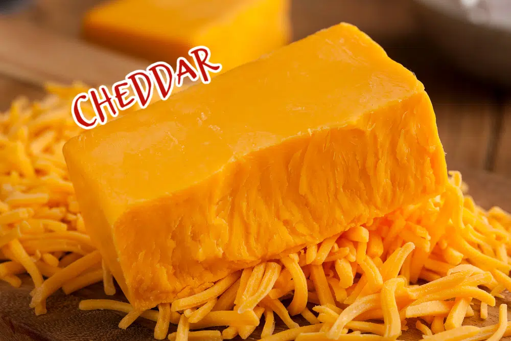 block of cheddar cheese