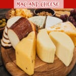 cheeses for macaroni and cheese with text overlay