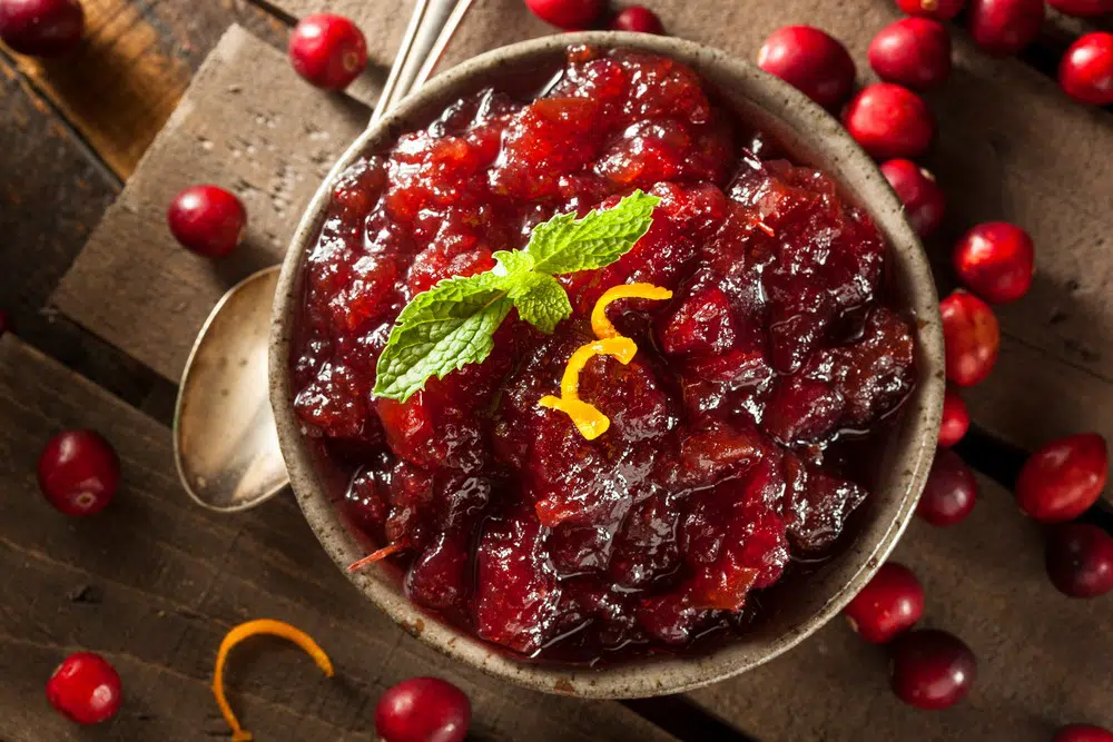 cranberry sauce in a bowl