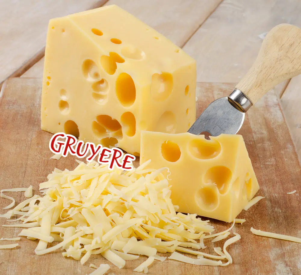 wedge of Gruyere cheese