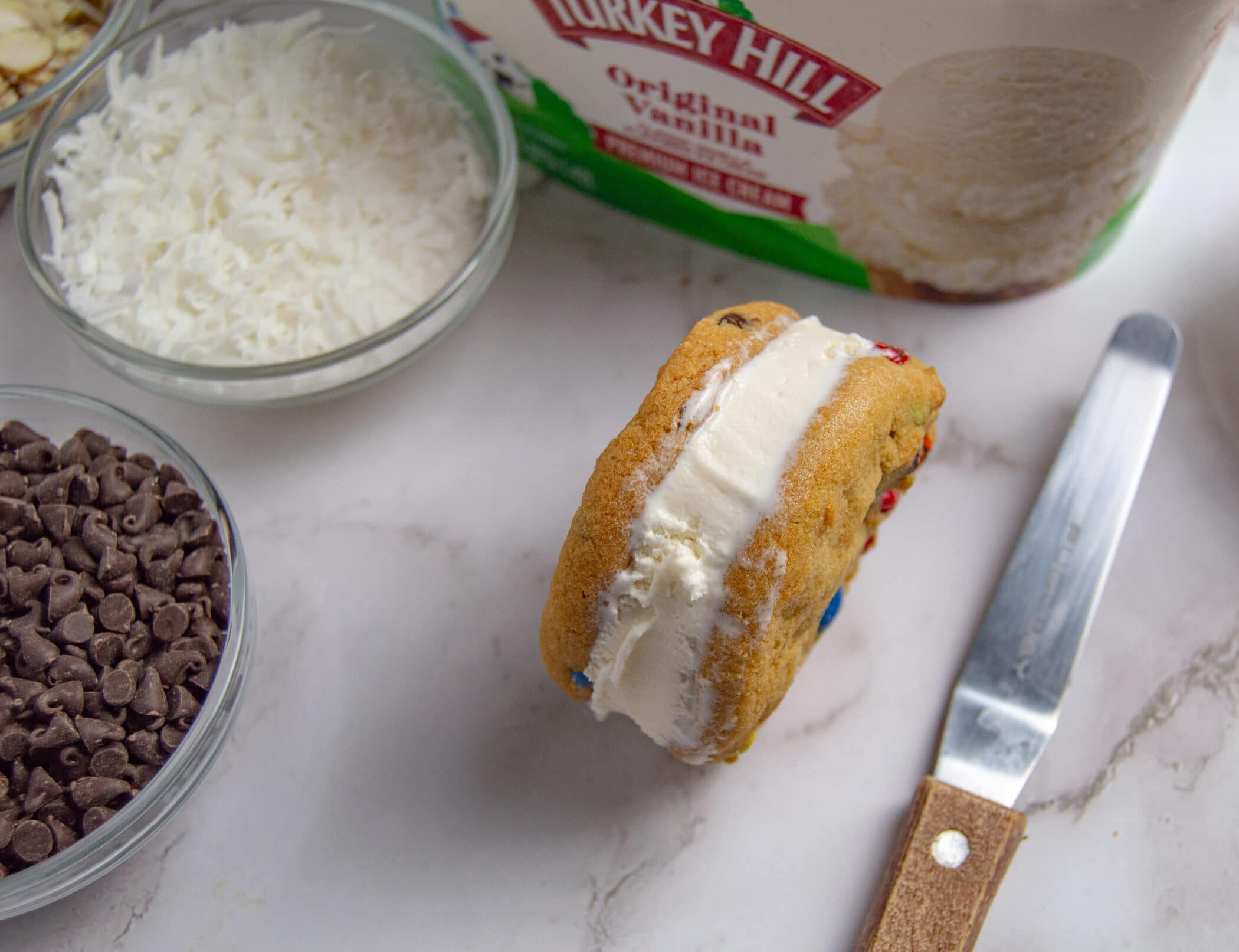 smoothing the edges of an ice cream sandwich
