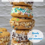 stack of ice cream sandwiches with text overlay