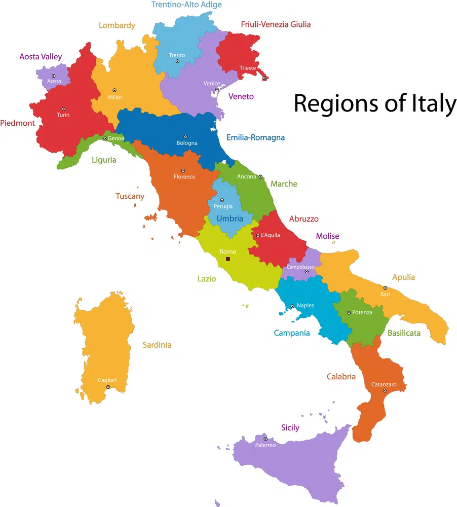 regional map of Italy