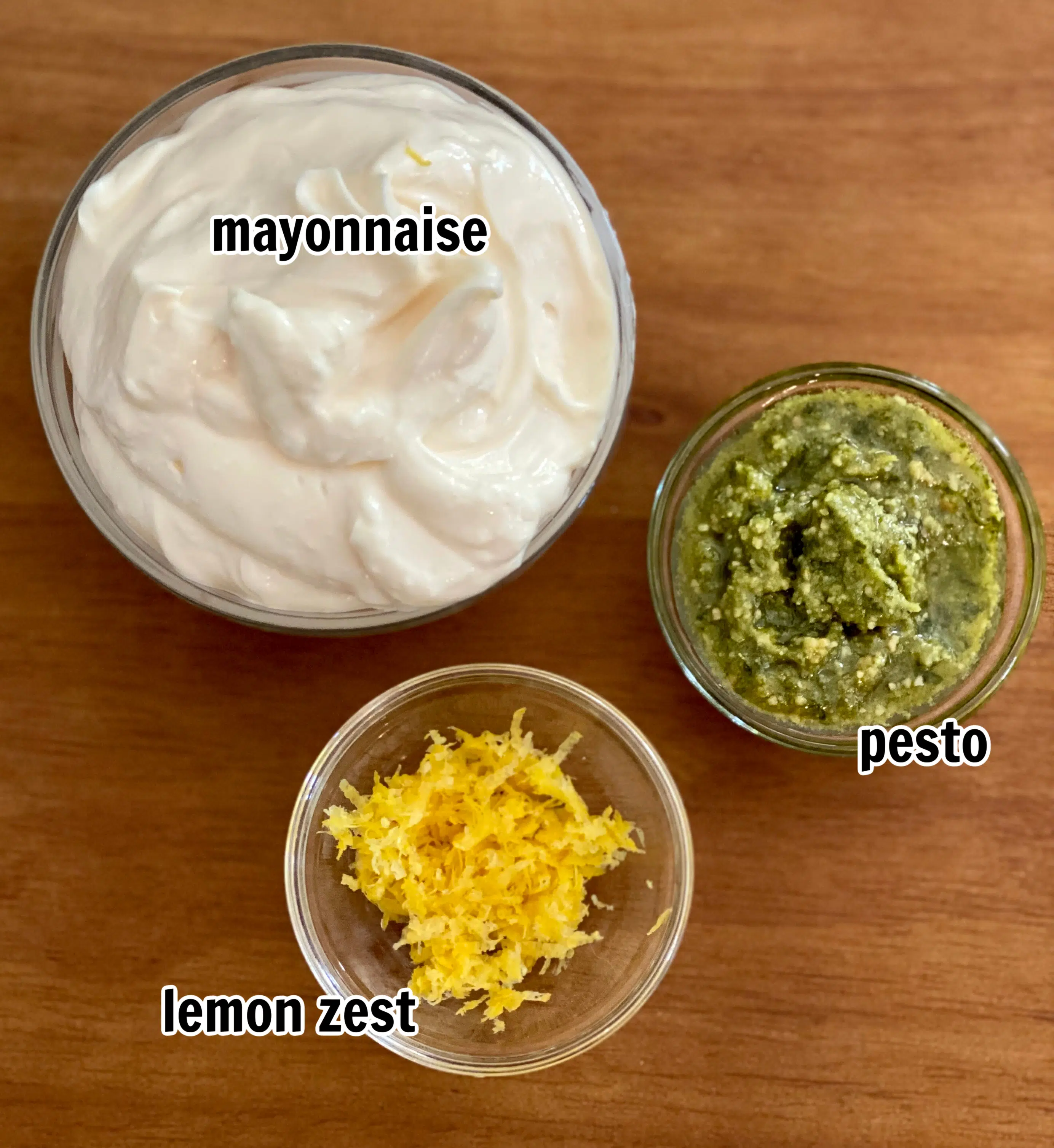 ingredients for pesto mayo