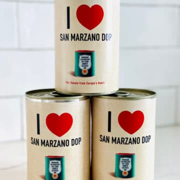 cans of San Marzano tomatoes DOP