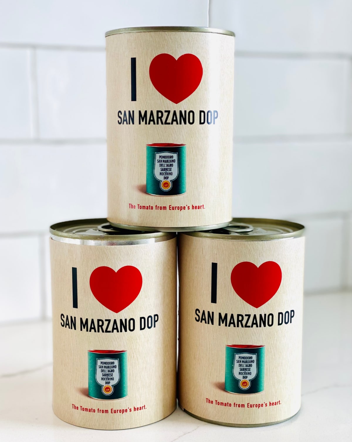 cans of San Marzano tomatoes DOP