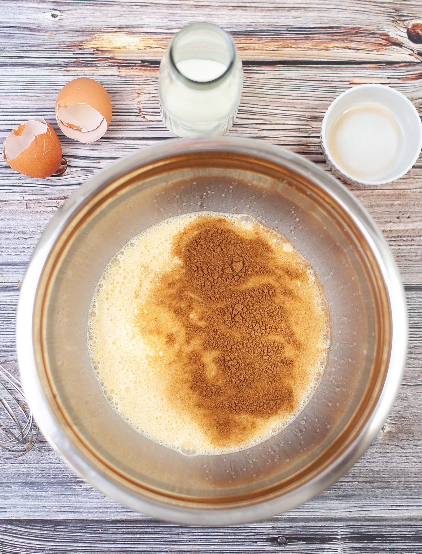 brown sugar egg mixture in a bowl