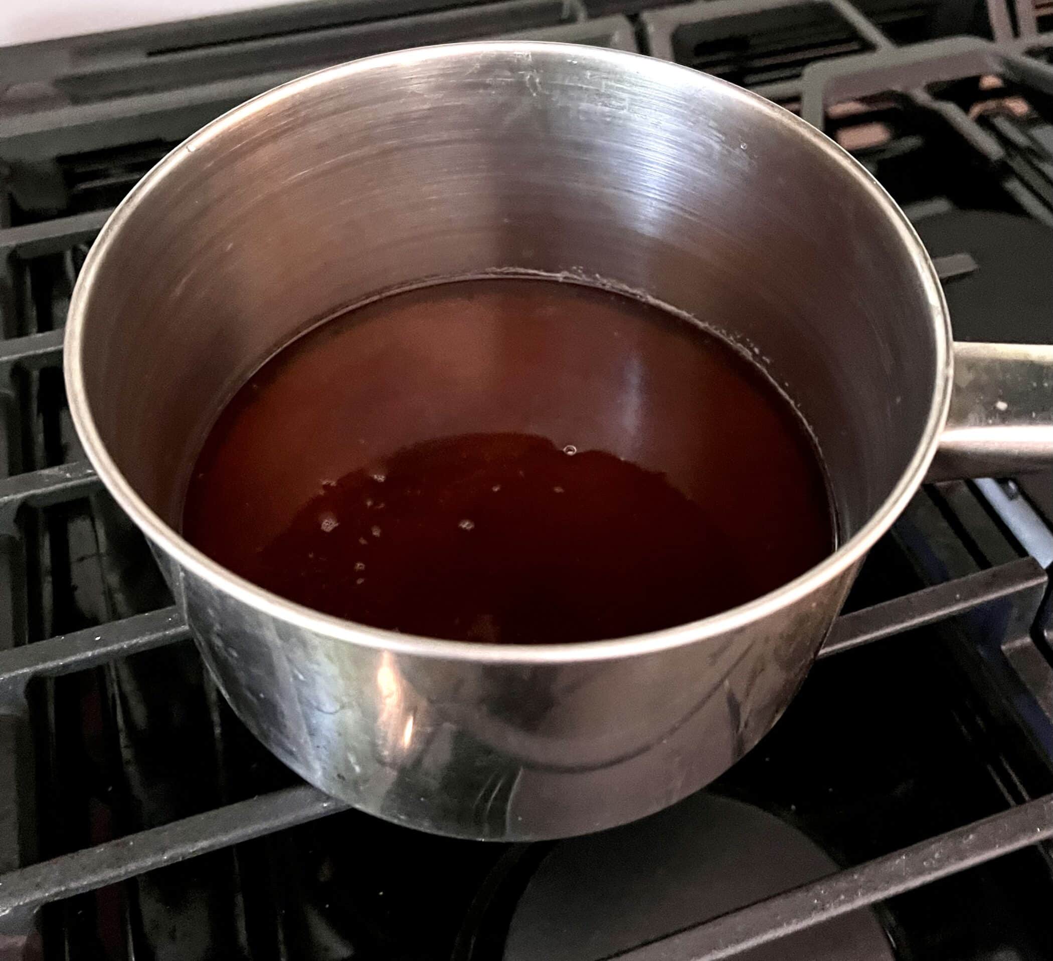 brown sugar and water in a saucepot