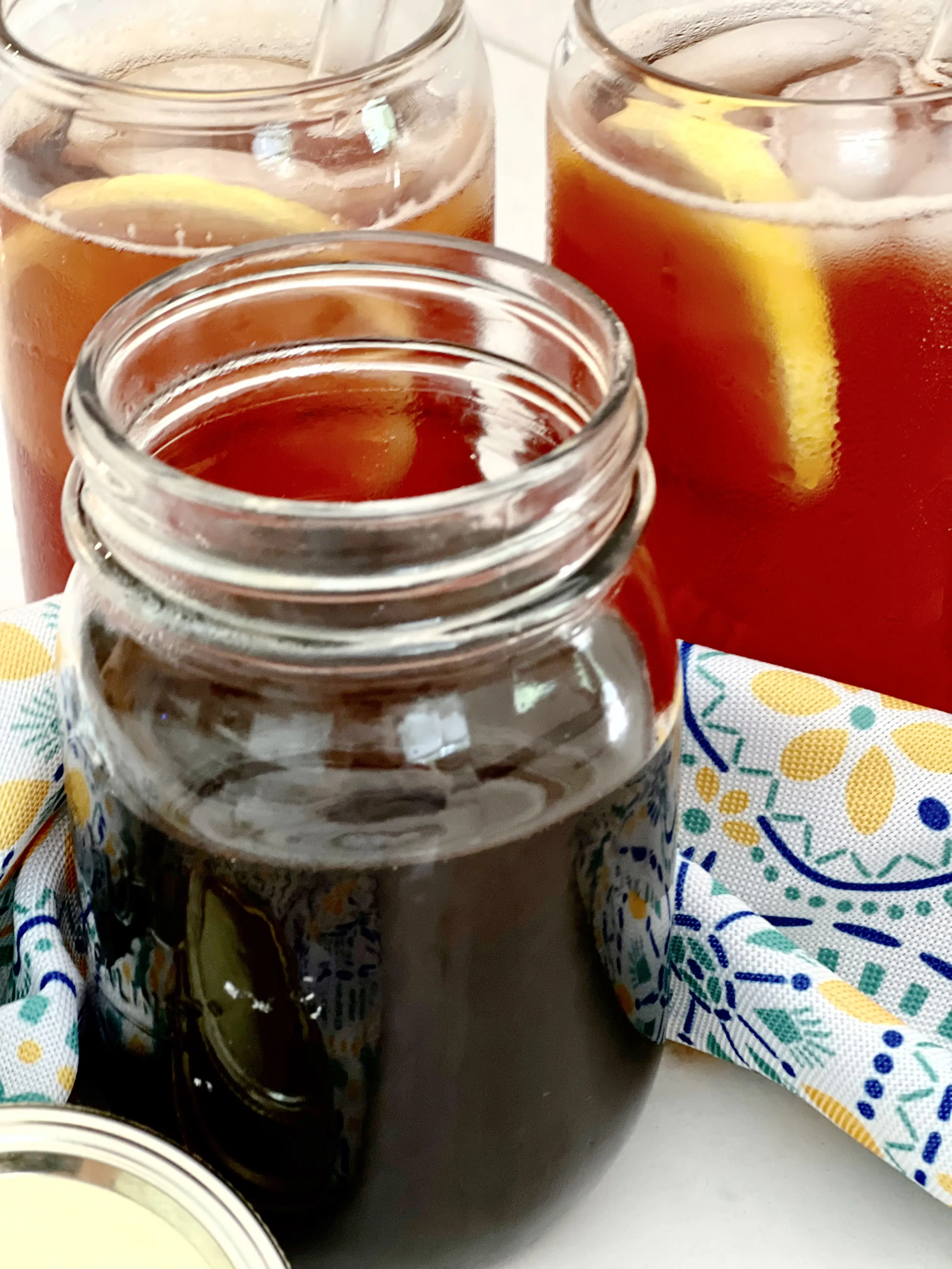 brown sugar simple syrup in a mason jar