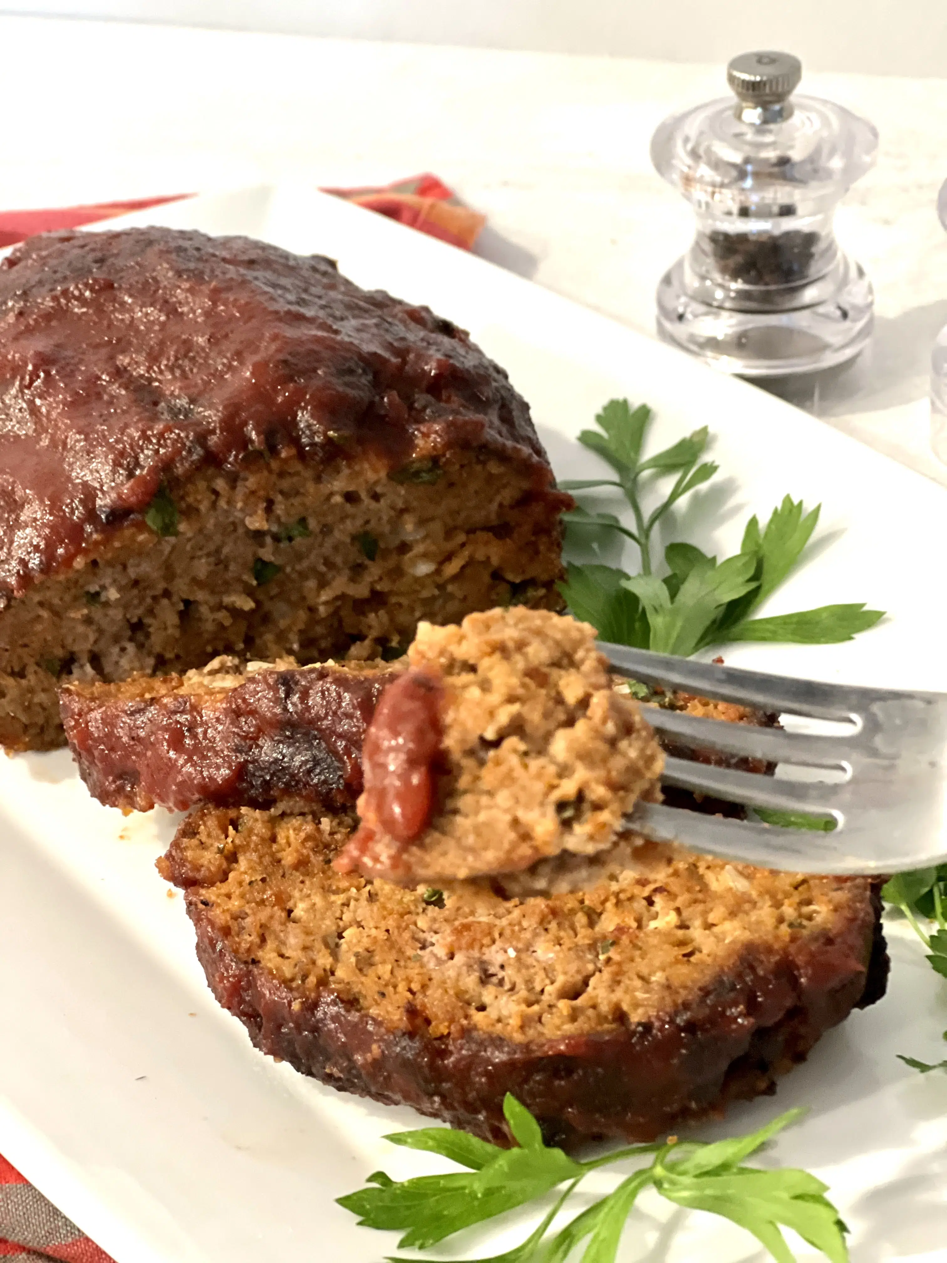 meatloaf with piece on a fork