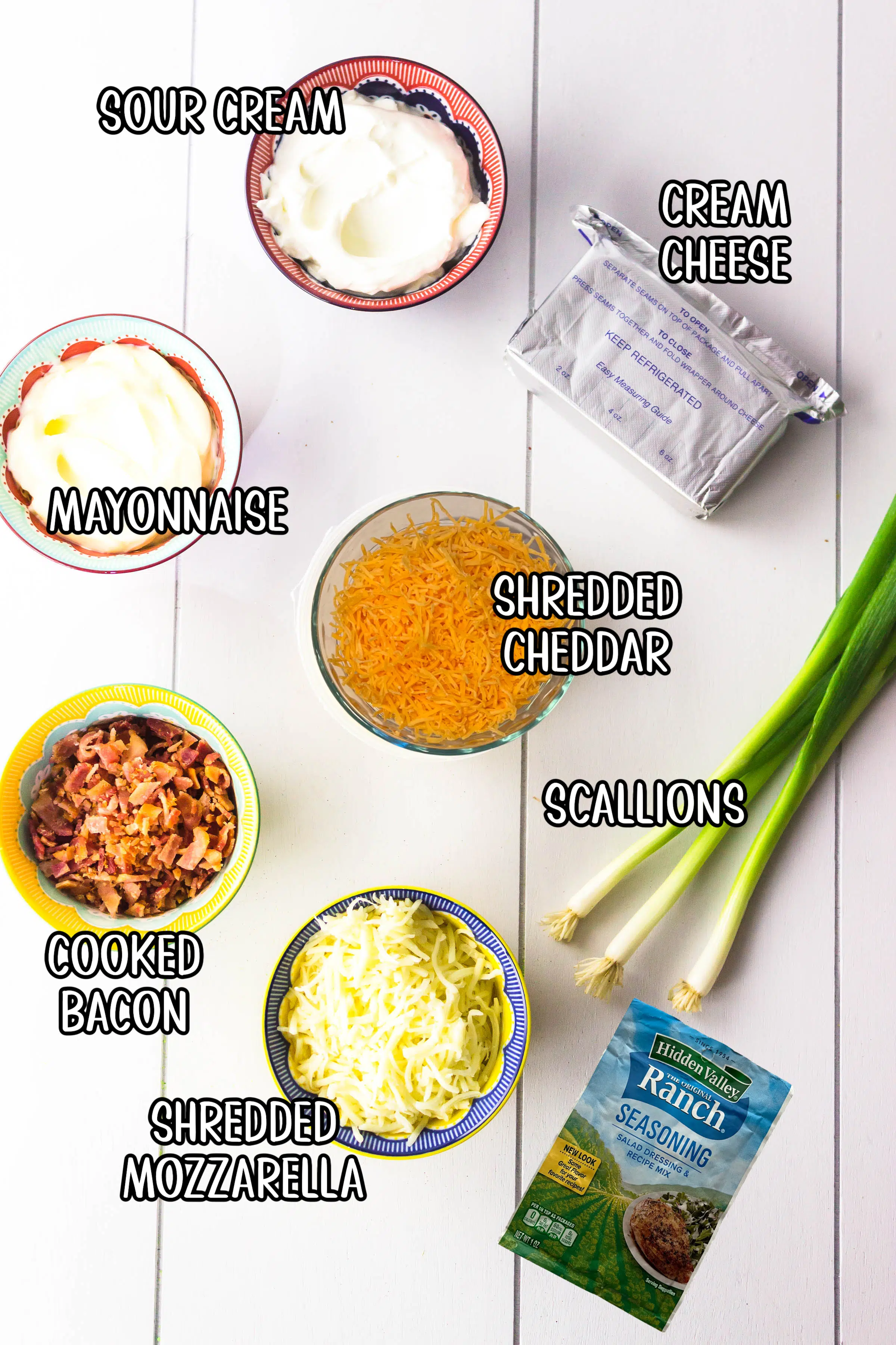 ingredients for cheese dip