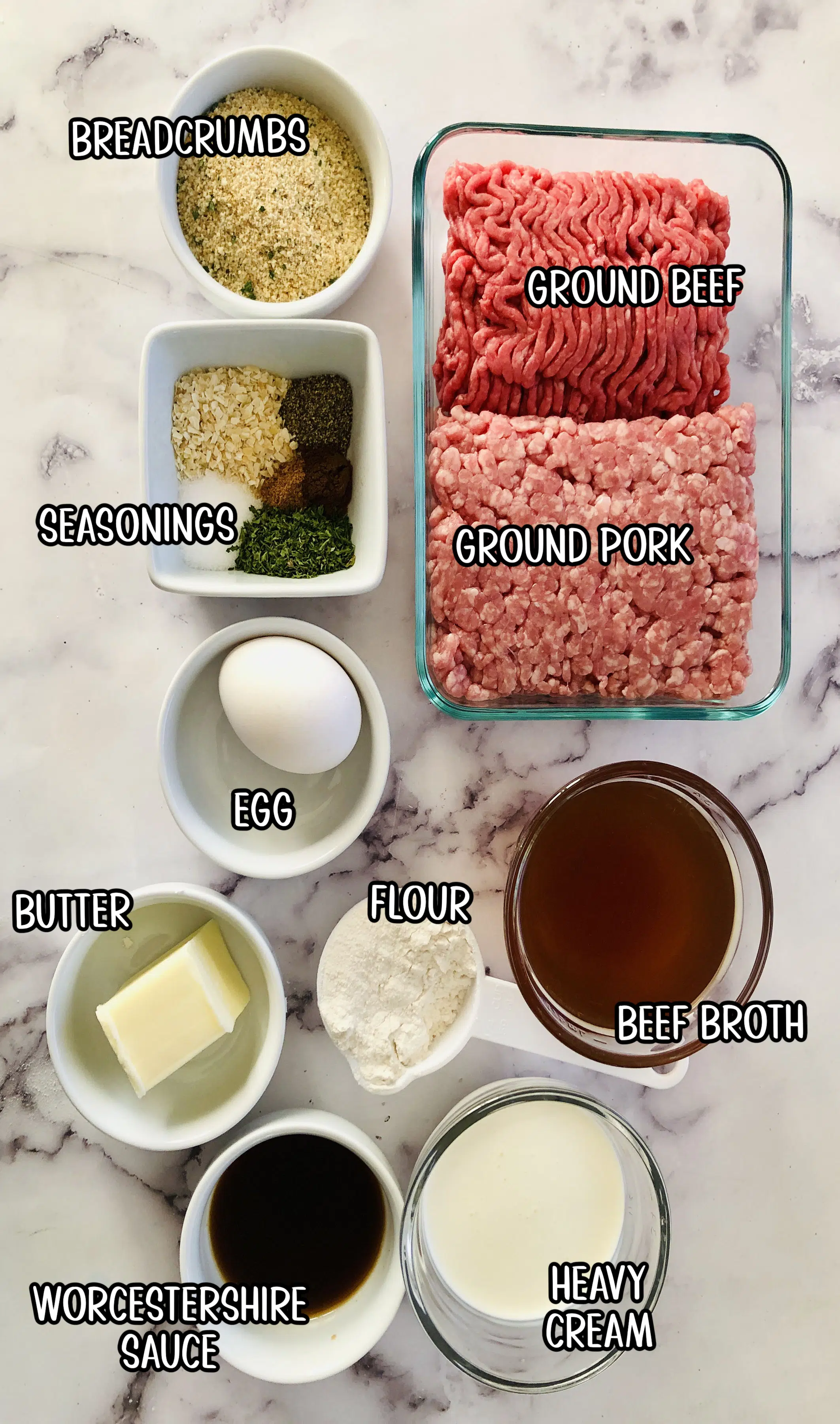 ingredients for Swedish meatballs recipe