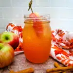 apple cider fireball cocktail in a mason jar