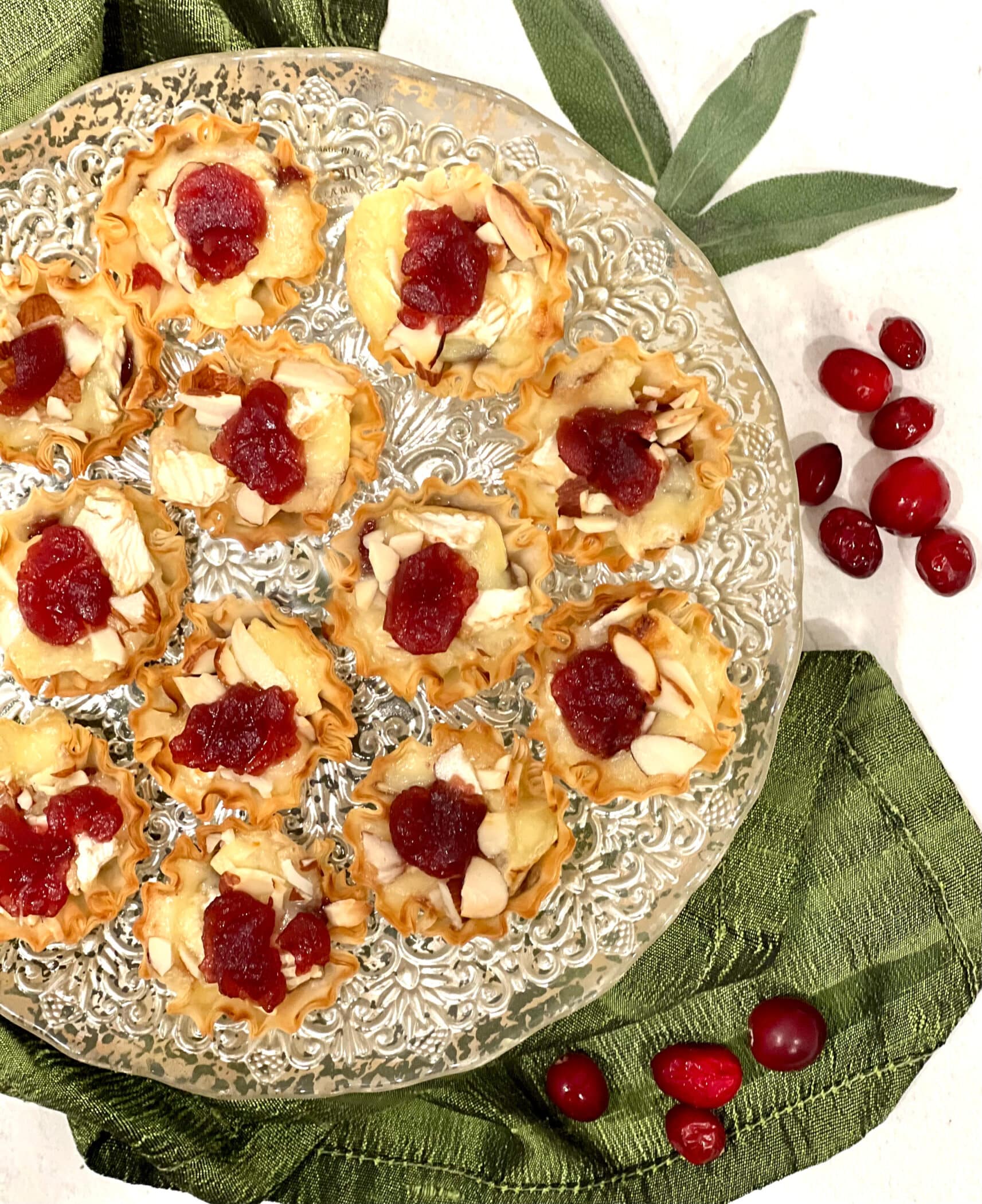 brie and cranberry on serving platter