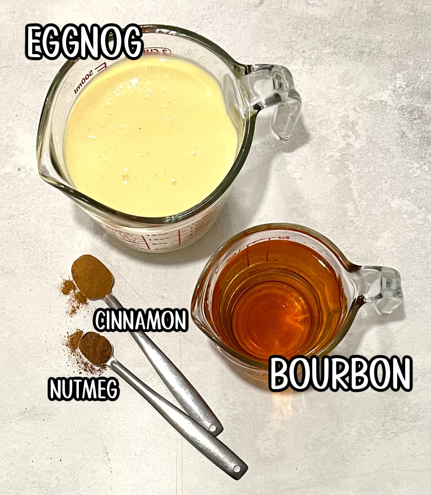ingredients for eggnog with bourbon