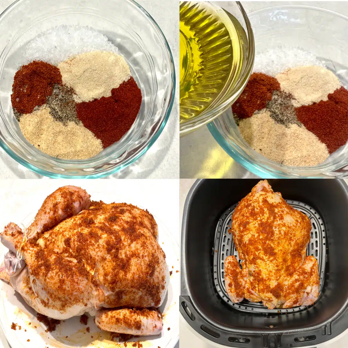 steps for making rotisserie chicken int he air fryer