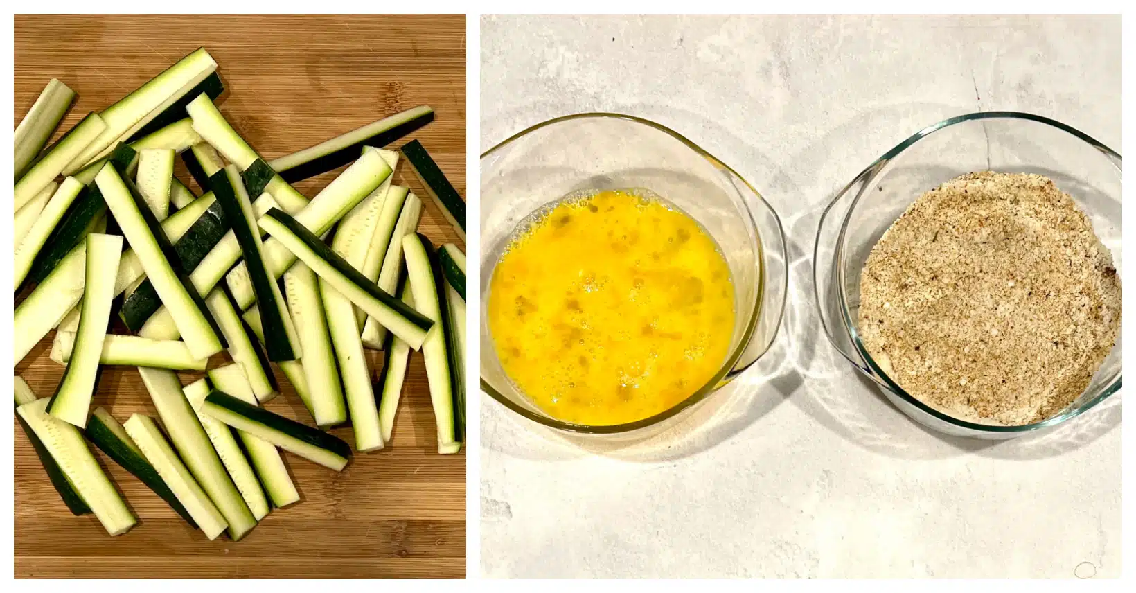 steps 1 and 2 for making zucchini french fries