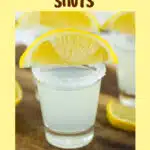lemon drop shots with lemon wedge and text overlay