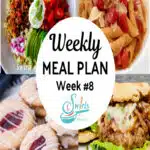 meal plan 8 recipes collage with text overlay