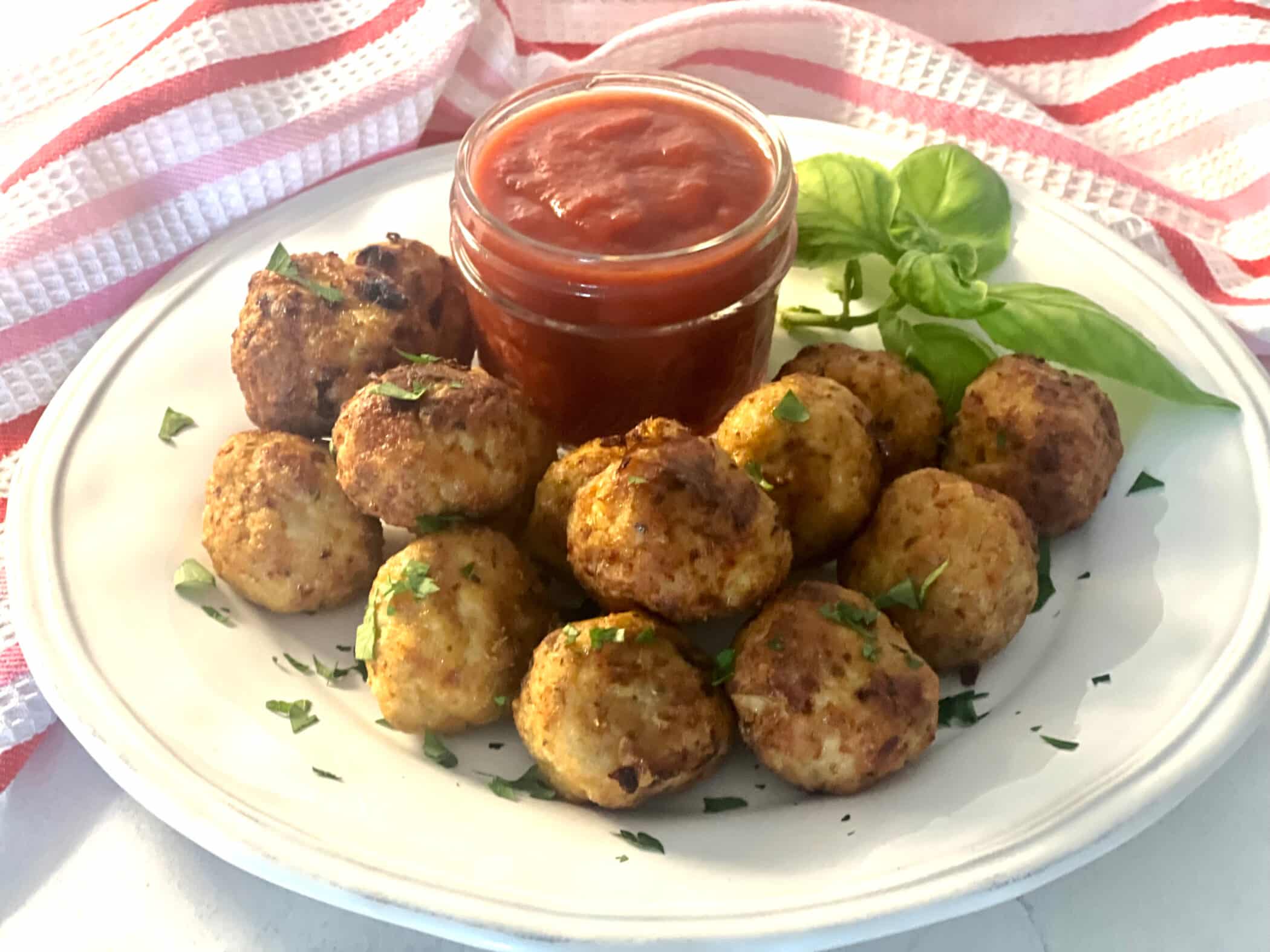 air fryer chicken meatballs with dipping sauce