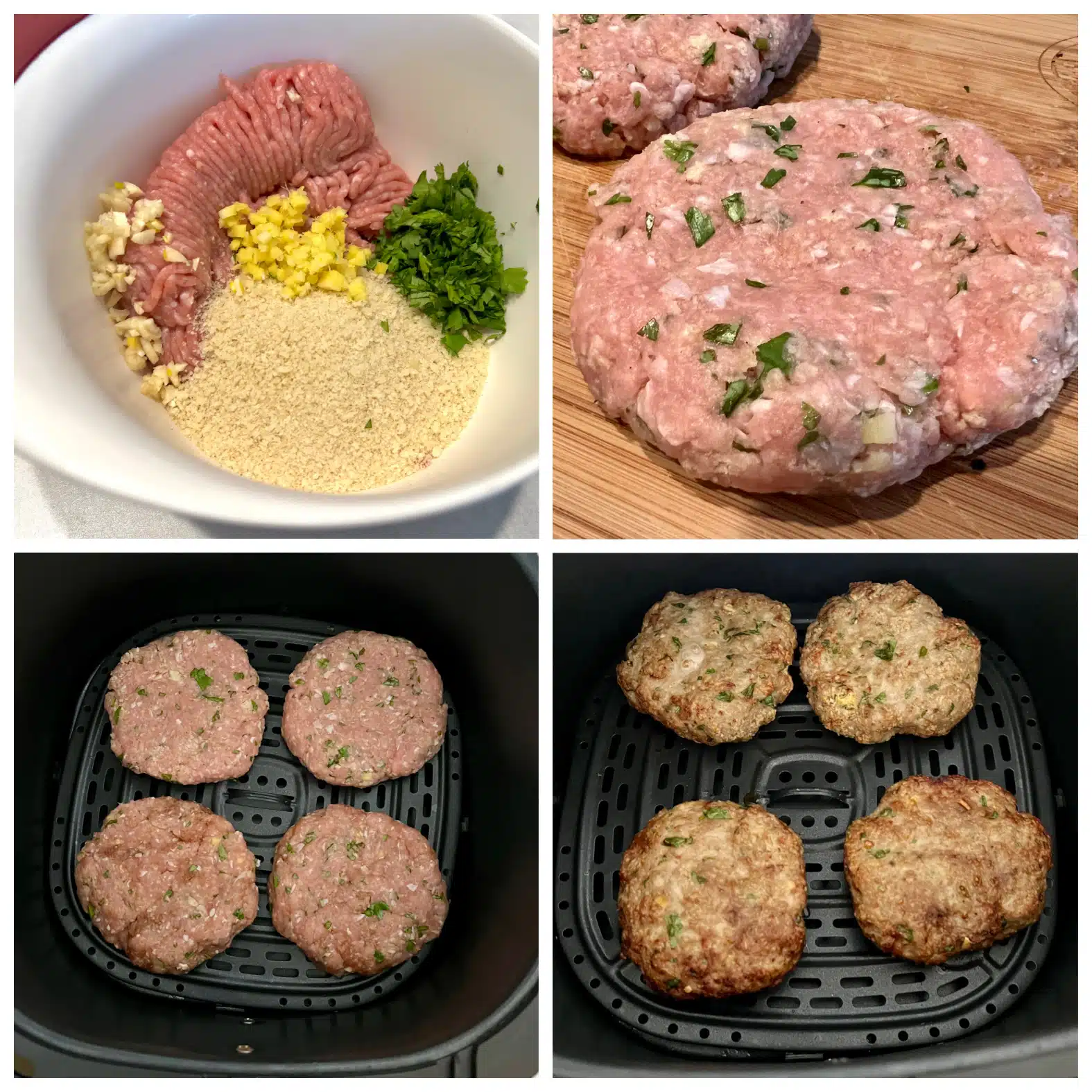 steps for making air fried turkey burgers