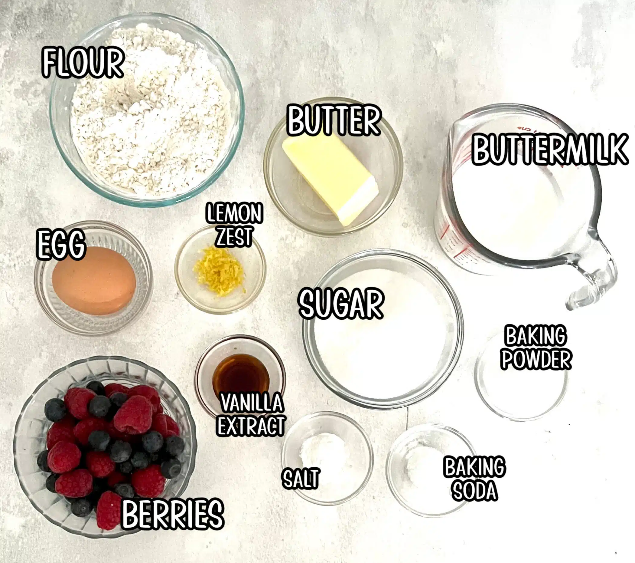 ingredients for mixed berry cake
