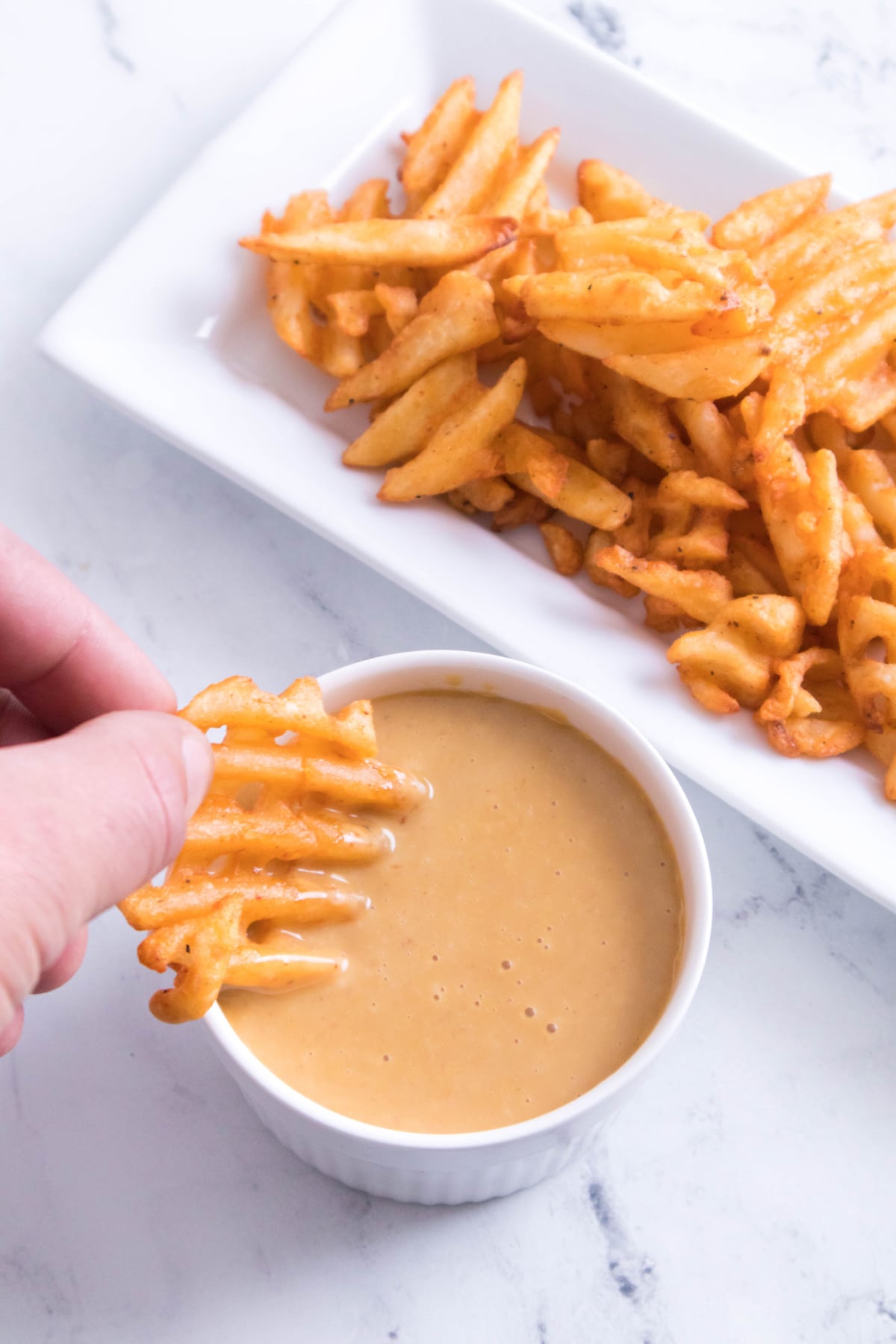 waffle fries and chick fil a sauce