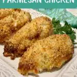 parmesan mayonnaise chicken with text overlay