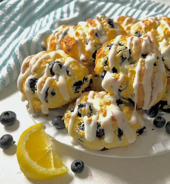 blueberry biscuits with a lemon glaze