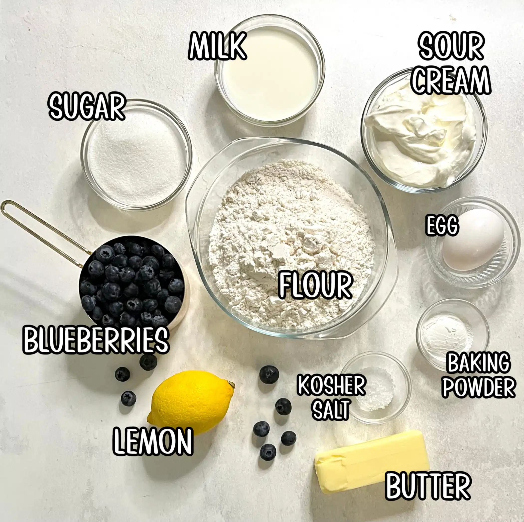 ingredients for blueberry biscuits