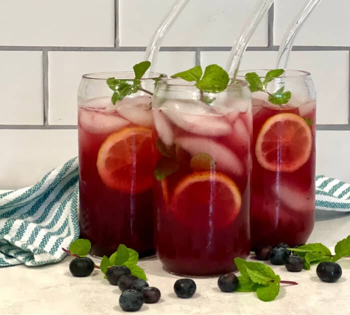 blueberry vodka lemonade cocktail in glasses