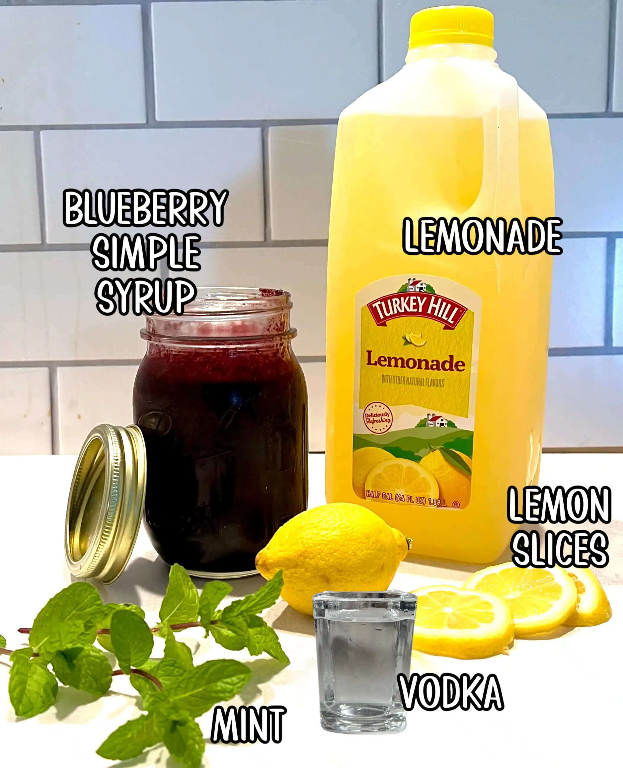ingredients for blueberry vodka cocktail