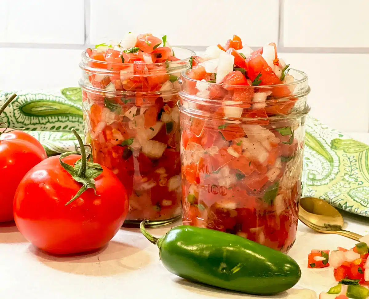 Easy tomato relish recipe in mason jars