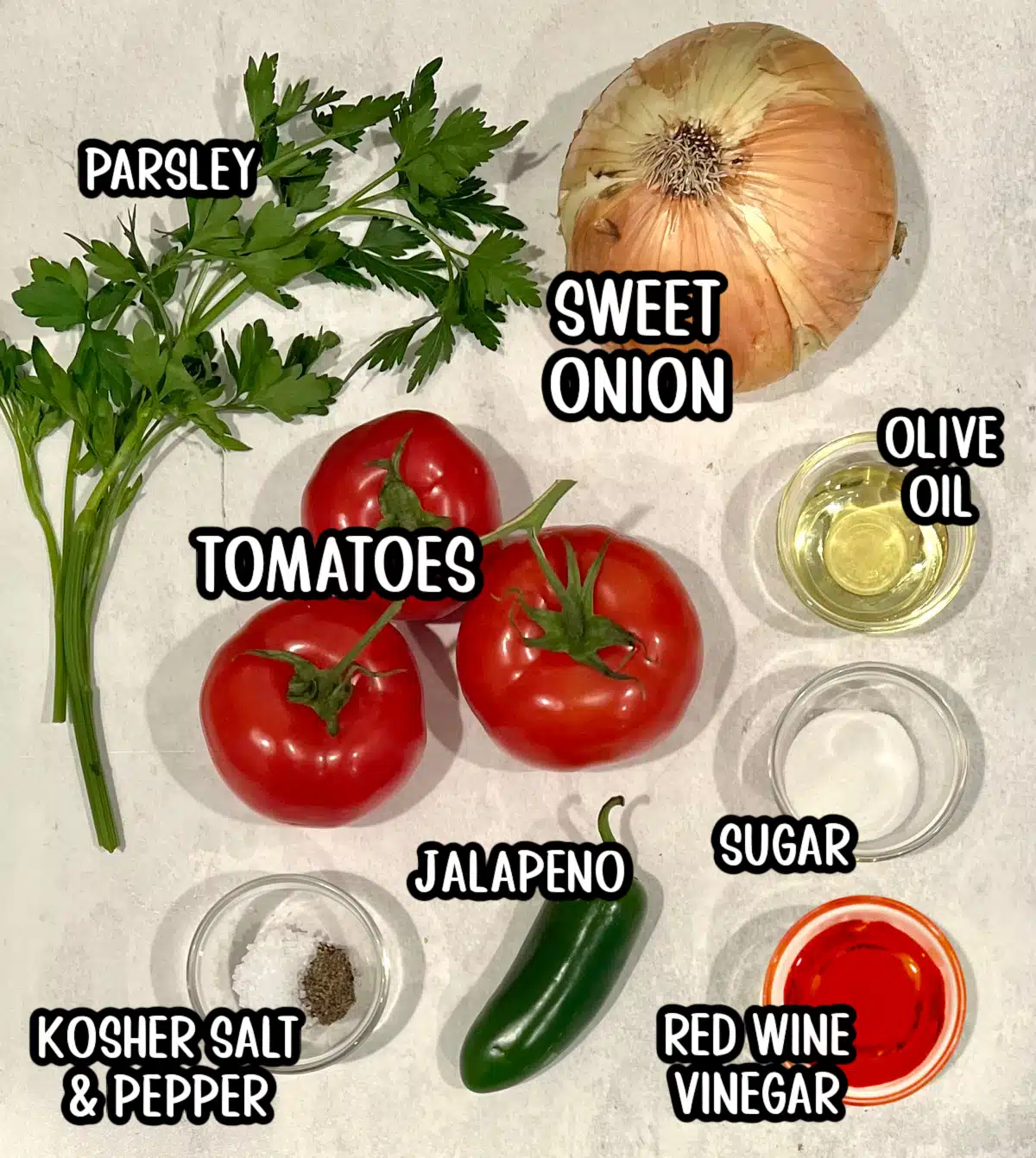 ingredients for making tomato relish