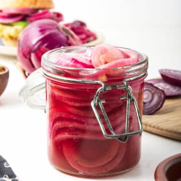 mexican pickled onions in a glass jar