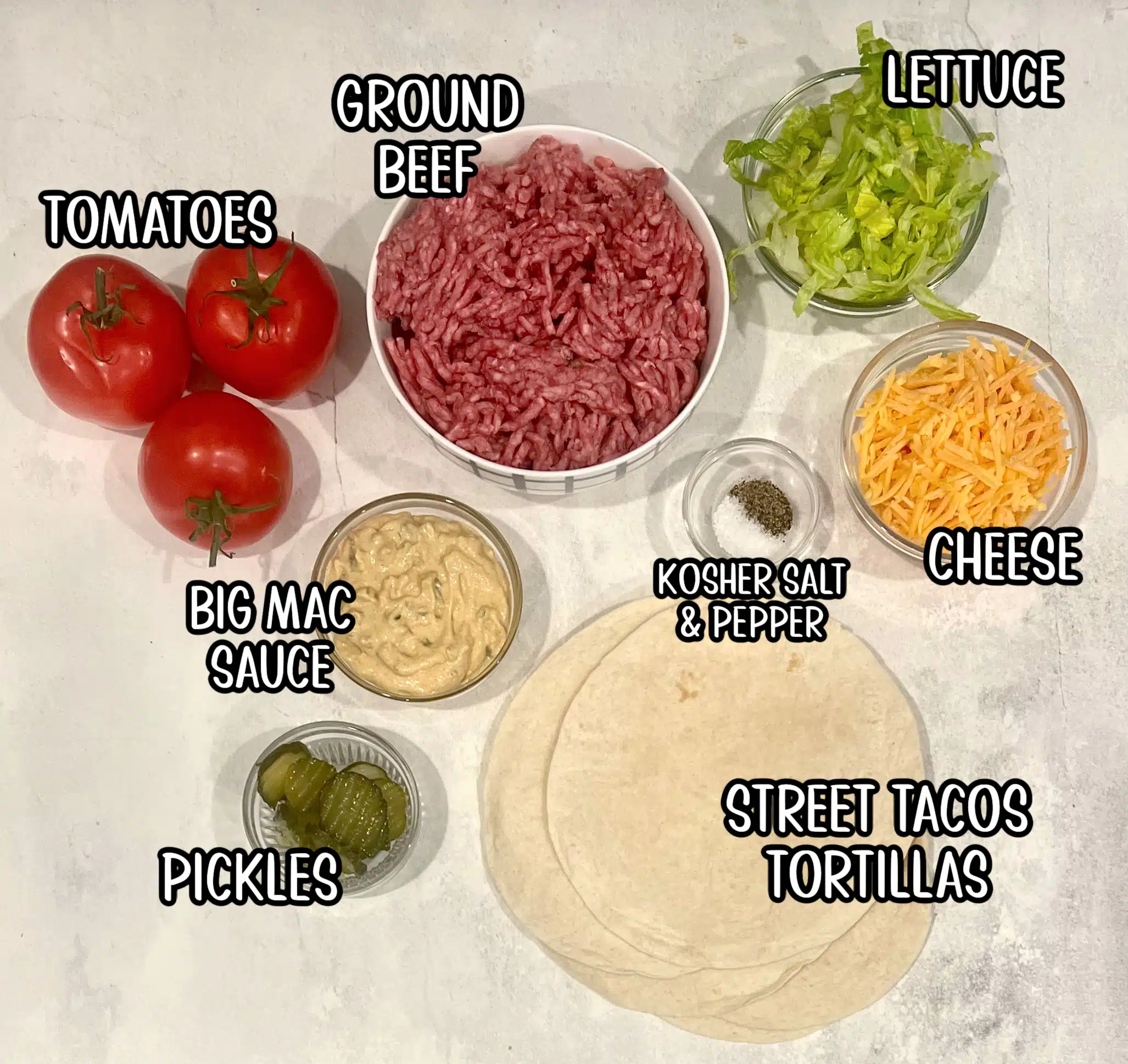 ingredients for taco burgers recipe