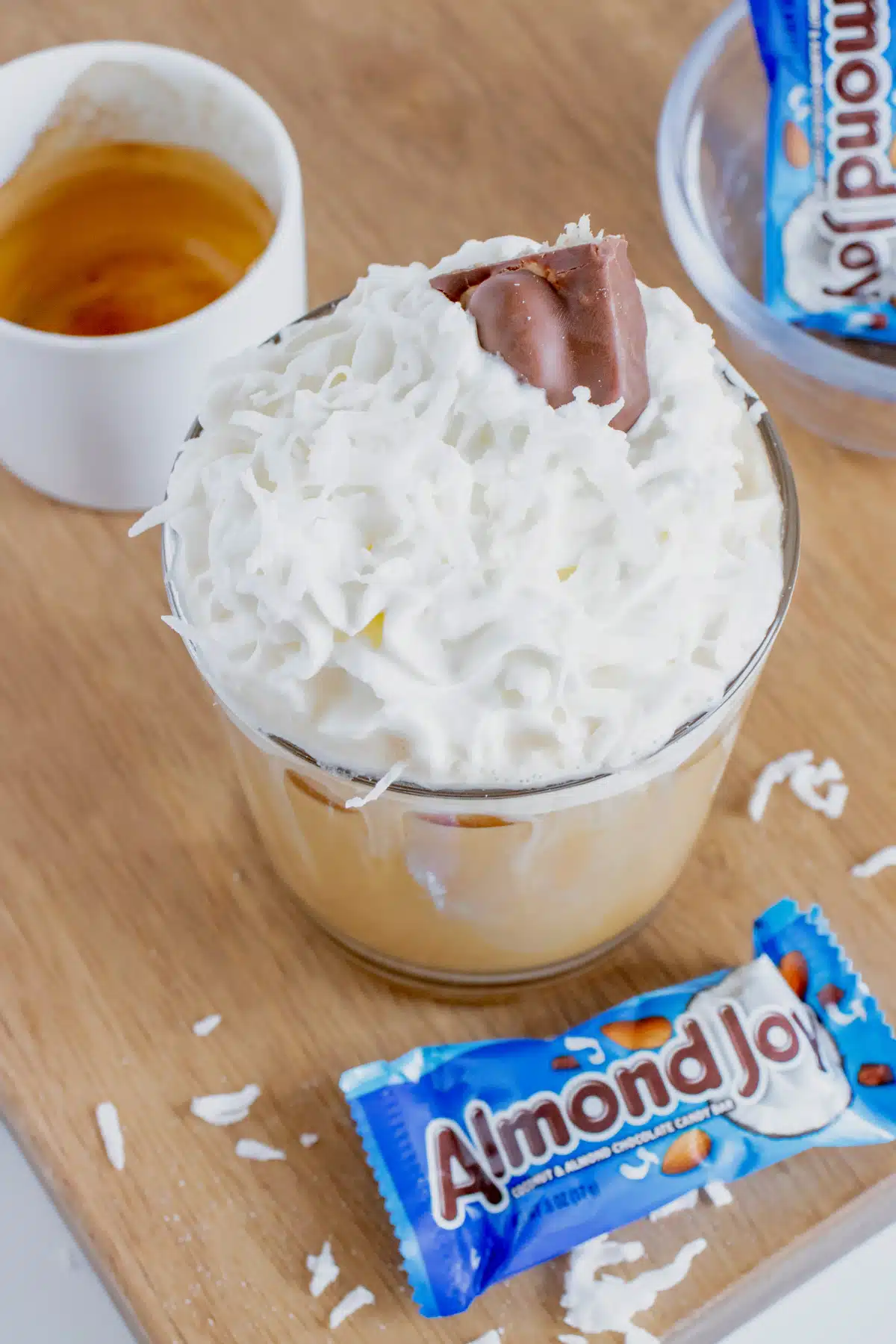 iced latte with whipped cream and candy on top