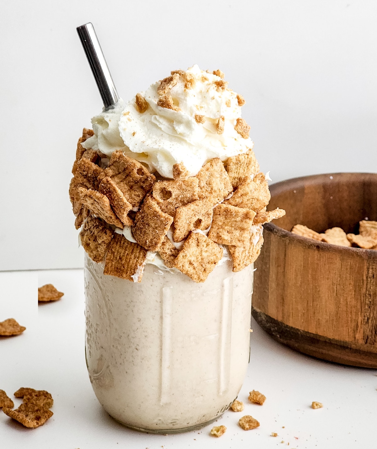 image of Cinnamon Toast Crunch Milkshake recipe by Swirls of Flavor