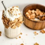 cinnamon toast crunch milkshake with straw