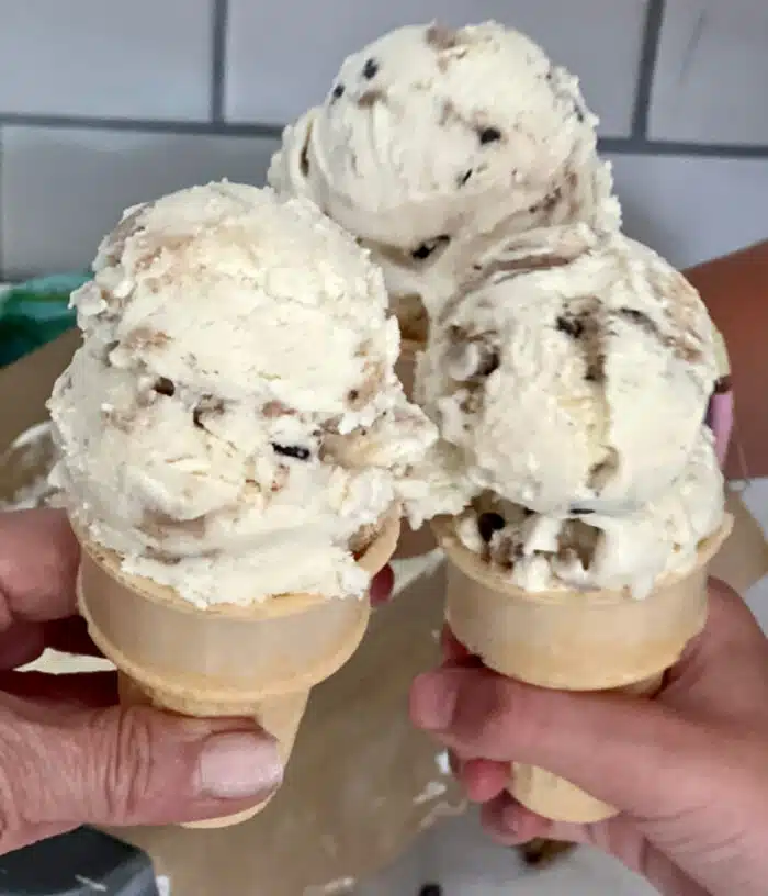 three ice cream cones