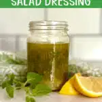 lemon oregano salad dressing with text overlay