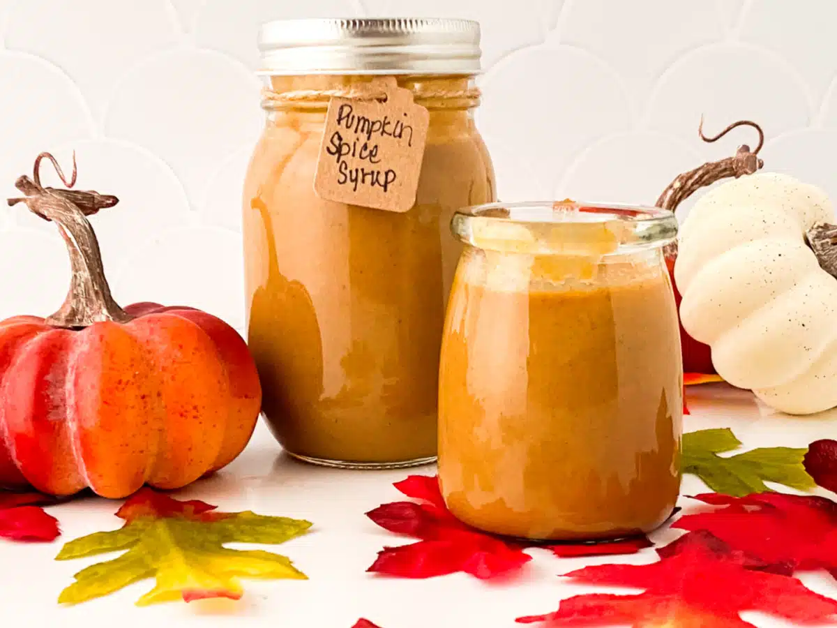 two jars of pumpkin spice syrup
