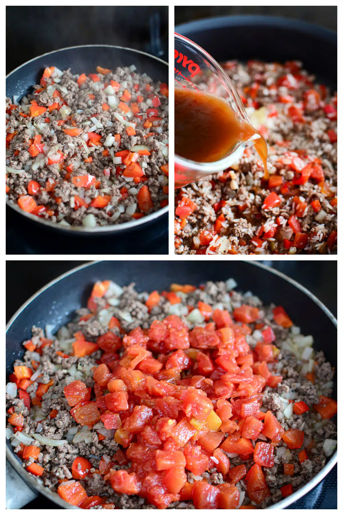 steps to make ground beef and rice