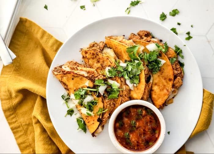 chicken birria with dipping sauce