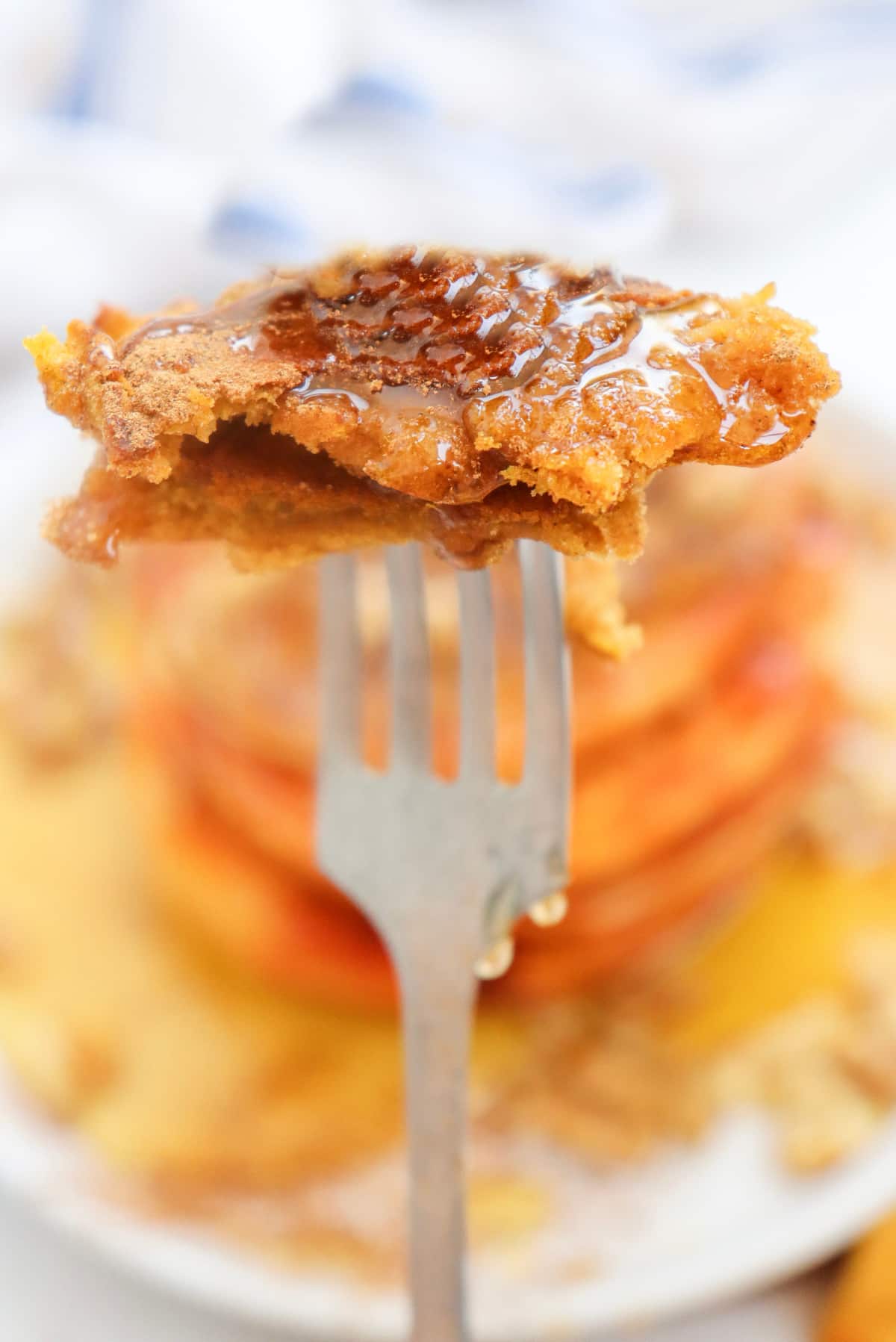 pumpkin pancakes on a fork