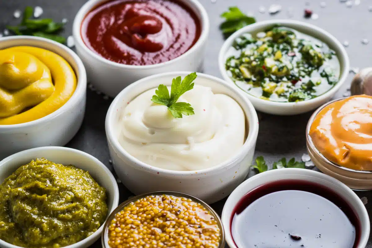 assorted sauces in bowls